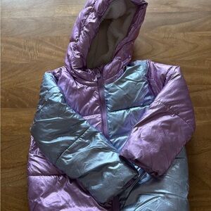 Iridescent Purple and Silver Puffer Jacket